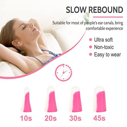 LYSIAN Ultra Soft Foam Sleep Earplugs, 38dB SNR Noise Reduction Ear Plugs for Sleeping, Mowing, Shooting - 60 Pairs, Double Color Pink/White