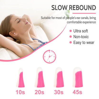 LYSIAN Ultra Soft Foam Sleep Earplugs, 38dB SNR Noise Reduction Ear Plugs for Sleeping, Mowing, Shooting - 60 Pairs, Double Color Pink/White
