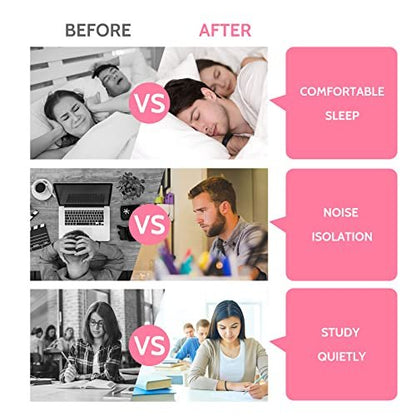 LYSIAN Ultra Soft Foam Sleep Earplugs, 38dB SNR Noise Reduction Ear Plugs for Sleeping, Mowing, Shooting - 60 Pairs, Double Color Pink/White