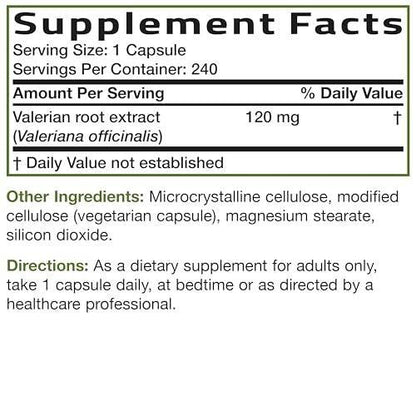 Bronson Valerian Root Capsules - Valerian Officinalis - Promotes Relaxation - Non-GMO, Soy-Free Gluten-Free, 240 Vegetarian Capsules