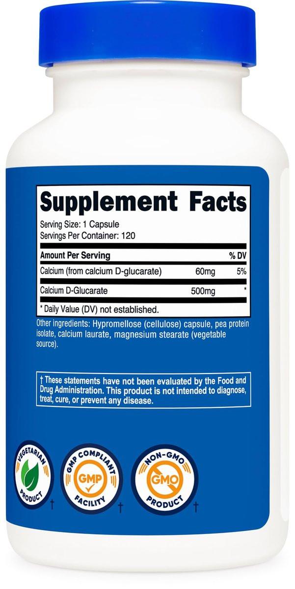 Nutricost Calcium D-Glucarate 500mg, 120 – Amount Per Serving: Calcium D-Glucarate 500mg – Image 9