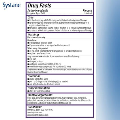 Systane Complete Preservative Free Dry Eye – Inactive Ingredients: Purified water, sodium chloride, boric acid, – Image 7