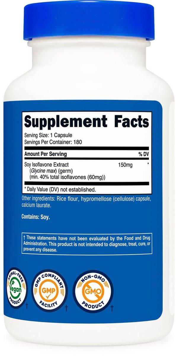 Nutricost Soy Isoflavones 150mg, 180 Veggie Capsules - Gluten Free, Non-GMO, Vegetarian Friendly - görsel 1