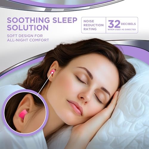Hearos Sleep Pretty Tonight Foam Ear Plugs, Hearing Protection, 32 NRR, 12 Pair, Purple - görsel 4