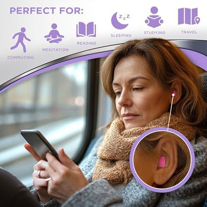 Hearos Sleep Pretty Tonight Foam Ear Plugs, Hearing Protection, 32 NRR, 12 Pair, Purple