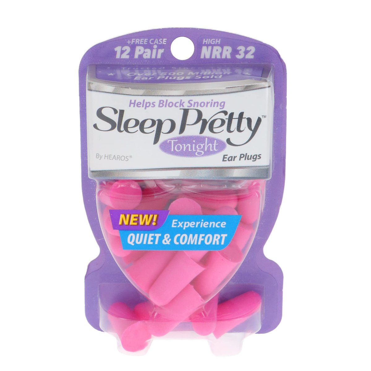 Hearos Sleep Pretty Tonight Foam Ear Plugs, Hearing Protection, 32 NRR, 12 Pair, Purple - görsel 1