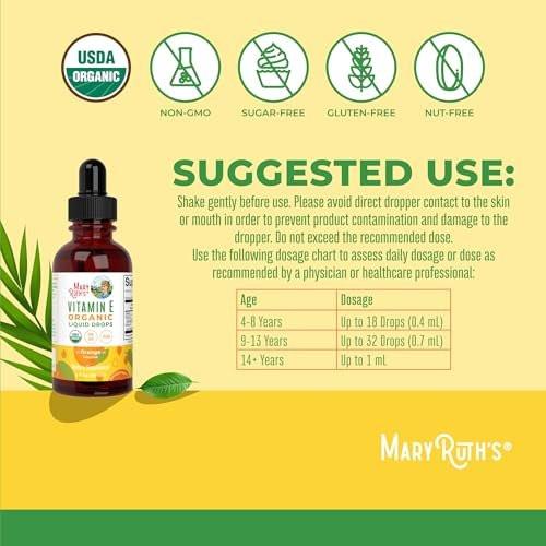 MaryRuth Organics USDA Vitamin E Liquid Drops 2 Month Supply | Bone and Joint Health | Cognitive Health for Adults and Kids | Sugar Free, Vegan, Non-GMO, Gluten Free | 2 Ounces - görsel 6