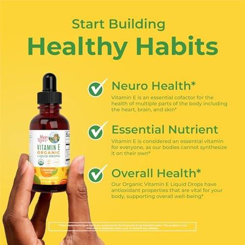 MaryRuth Organics USDA Vitamin E Liquid Drops 2 Month Supply | Bone and Joint Health | Cognitive Health for Adults and Kids | Sugar Free, Vegan, Non-GMO, Gluten Free | 2 Ounces - görsel 10