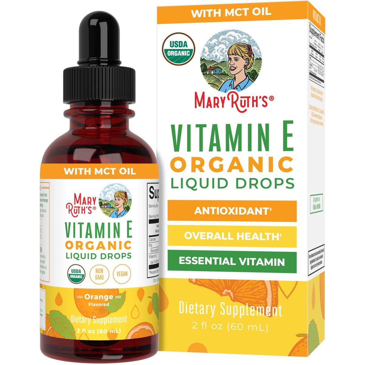 MaryRuth Organics USDA Vitamin E Liquid Drops 2 Month Supply | Bone and Joint Health | Cognitive Health for Adults and Kids | Sugar Free, Vegan, Non-GMO, Gluten Free | 2 Ounces - görsel 1