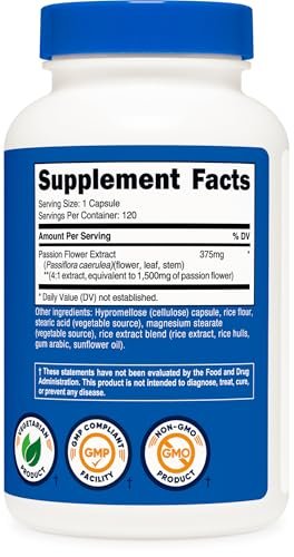 Nutricost Passion Flower Extract 120 Capsules for 120 Servings Per Bottle - Gluten Free, Non-GMO, and Vegetarian Friendly