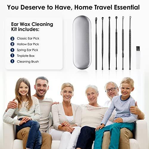 Ear Cleaning Kit, Safe Ear Wax Removal Tool, Earwax Removal Kit, Easy to Use, Painless Ear Pick, with Storage Box and Cleaning Brush (Black) - görsel 11