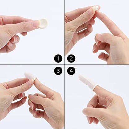 Finger Cots Small 300 Pcs Fingertips Protective Finger Cots White Disposable Finger Rubber Tips for Injured Finger, Cracked Finger, Sports