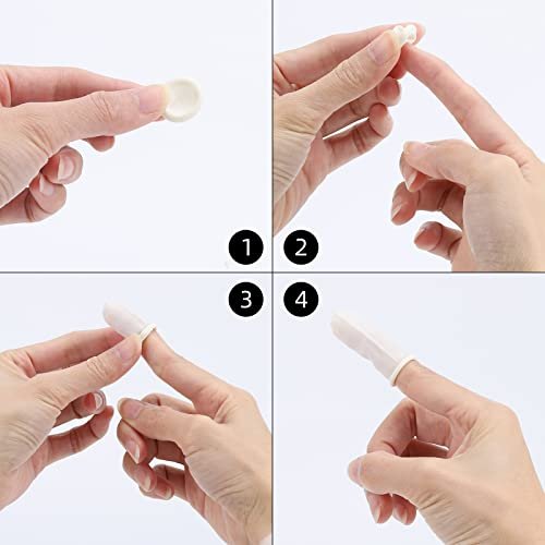 Finger Cots Small 300 Pcs Fingertips Protective Finger Cots White Disposable Finger Rubber Tips for Injured Finger, Cracked Finger, Sports - görsel 12