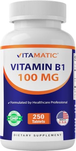 Vitamatic Vitamin B1 (As Thiamine Mononitrate) 100mg – 250 Vegetarian Tablets Supports Energy Production, Nervous System Function & Heart Health*
