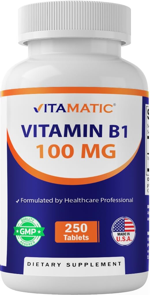 Vitamatic Vitamin B1 (As Thiamine Mononitrate) 100mg – 250 Vegetarian Tablets Supports Energy Production, Nervous System Function & Heart Health* - görsel 1