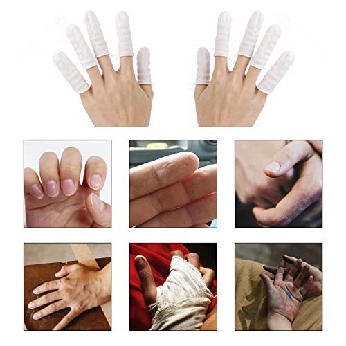 acDesign 300Pcs Finger Cots Large Latex Finger Cots White Finger Protectors for Injured Finger, Cracked Finger, Sports - görsel 11
