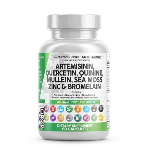 Clean Nutraceuticals Artemisinin Quercetin Zinc Mullein Quinine Supplement with Sea Moss Bromelain Ashwagandha Root Nettle Leaf Bladderwrack Burdock Root Monolaurin Colostrum Rutin - görsel 12