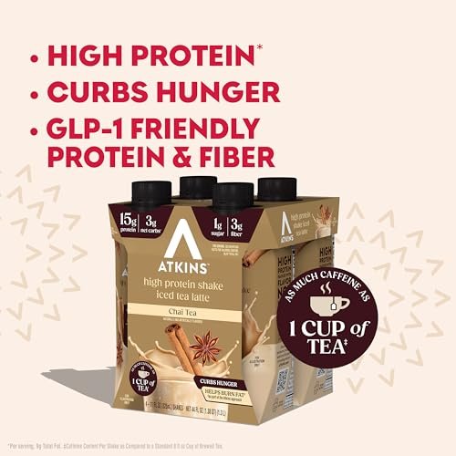 Atkins Chai Tea Latte Flavored Protein – Size: 11 fl oz (330 ml) per bottle – Image 8