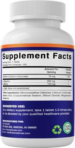 Vitamatic Caffeine Pills with L-Theanine – 300 mg Per Tablet – 120 Vegetarian Tablets (Pack of 2, Total 240 Tablets) - görsel 16
