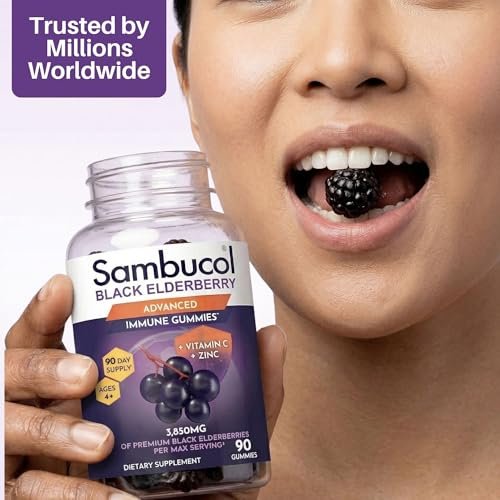Sambucol Elderberry Gummies - Immune Support Supplement for Adults & Kids with Vitamin C & Zinc, High in Antioxidants, Gluten Free, Vegan - 90 Count - görsel 3
