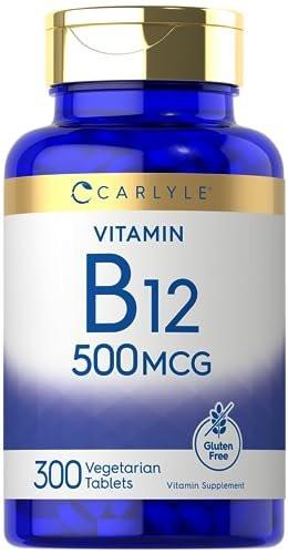 Carlyle Vitamin B-12 500mcg | 300 Tablets | Vegetarian, Non-GMO, Gluten Free Supplement - görsel 3