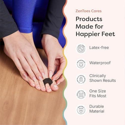 ZenToes Gel Toe Separators for Overlapping Toes, Bunions, Big Toe Alignment, Corrector and Spacer – 4 Pack (Black)