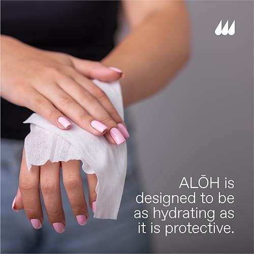 ALŌH Peppermint Eucalyptus + Aloe Sanitizing Hand Wipes - Clean Hands, Clear Mind On The Go Sanitizer for Kids and Adults - Travel Size 3 Pack 20ct Wipes (60 Wipes) - görsel 6