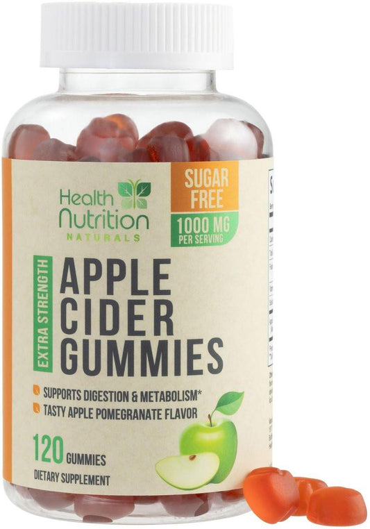 Apple Cider Vinegar Gummies Zero Sugar - Max Strength ACV Gummy Vitamins - Vitamin B12 & The Mother - Metabolism & Energy Support - Vegan Apple Cider Vinegar Gummy Supplement - Non-GMO - 120 Gummies
