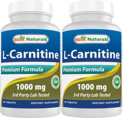 Best Naturals L-Carnitine 1000mg 60 Tablets (Pack of 2) - görsel 1