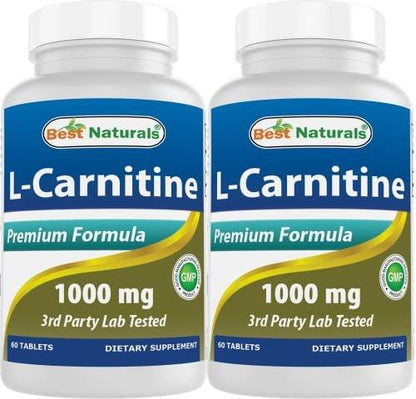 Best Naturals L-Carnitine 1000mg 60 Tablets (Pack of 2)