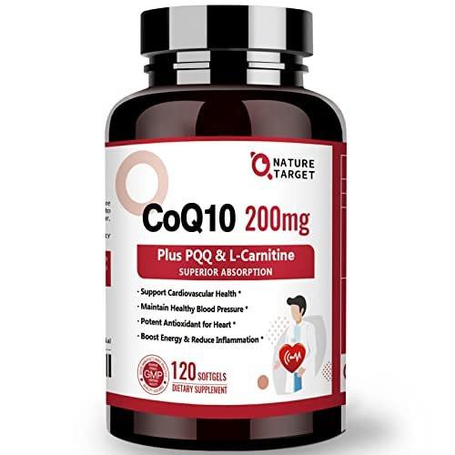 NATURE TARGET CoQ10-200mg with PQQ L-Carnitine & Omega-3s, High Absorption Coenzyme-Q10 with BioPerine, Supports Heart and Immune System, Cellular-Energy-Production, 120 Servings - görsel 6