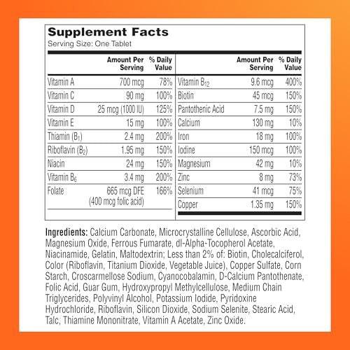 One A Day Multivitamin for Women - Daily Vitamins with Biotin, Calcium, Folic Acid, Iron & Zinc - 200 Count - görsel 2