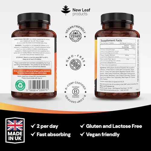 Turmeric Tablets with Black Pepper & Ginger – Enhanced Absorption: Black pepper contains piperine, which has been – Image 16