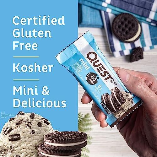 Quest Nutrition Mini Cookies & Cream Protein Bars, 8g Protein, 1g Sugar, 2g Net Carbs, Gluten Free, 14 Count - görsel 10