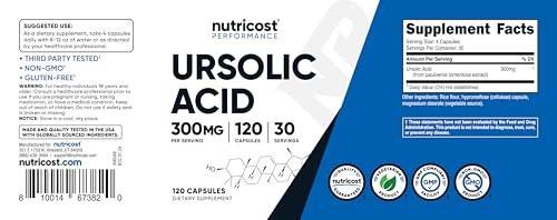 Nutricost Ursolic Acid 300mg, 120 Capsules - Vegetarian, Non GMO, Gluten Free, Soy Free - görsel 8