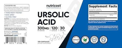 Nutricost Ursolic Acid 300mg, 120 Capsules - Vegetarian, Non GMO, Gluten Free, Soy Free
