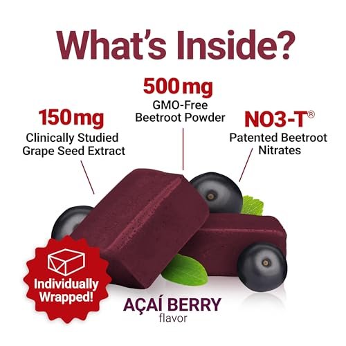 Force Factor Total Beets Blood Pressure Support Supplements with Beet Powder, Great-Tasting Chewables for Heart-Healthy Energy, and Increased Nitric Oxide, 60 Chews - görsel 9