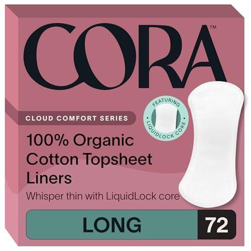 Cora 100% Organic Cotton Topsheet Period Liners (72 Long Period Liners) - görsel 1