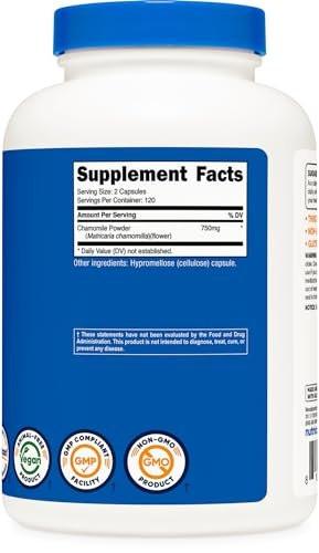 Nutricost Chamomile 750mg, 240 Vegetarian Capsules, 120 Servings - Non-GMO, Gluten Free - görsel 4