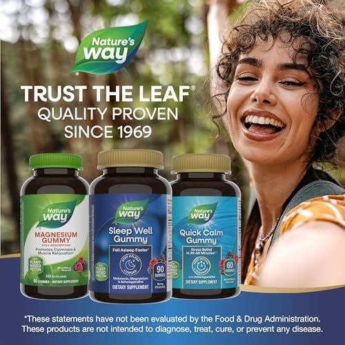 Nature's Way Sleep Well Melatonin and Magnesium Gummies, Sleep Support for Adults*, with Ashwagandha, Berry Flavored, 90 Gummies - görsel 5