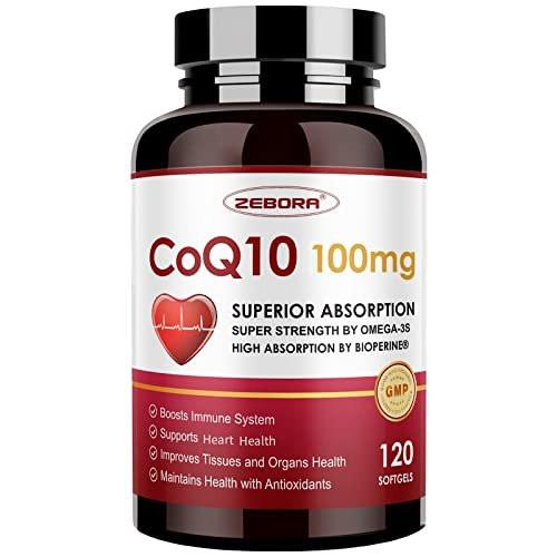 ZEBORA CoQ10-100mg-Softgels with PQQ, BioPerine & Omega-3, High Absorption Coenzyme Q10 Supplement, Powerful Antioxidant, Support Heart & Energy Production 120 Servings, Non-GMO - görsel 3