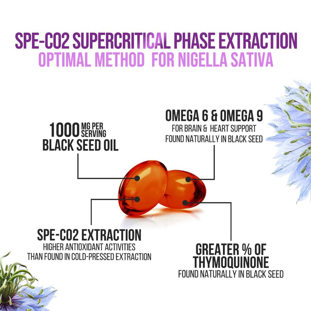Black Seed Oil Capsules, 1000mg Per Serving - Best Cumin Seed Oil - Pure Nigella Sativa Black Seed Oil & Thymoquinone - Amazing Antioxidant for Skin Support Supplement - Bottled in USA - 60 Softgels - görsel 5