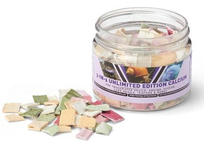 KatsAquatics Unlimited Edition Calcium - 3 Flavors in 1 Jar, for Strong Shells, Healthy Molts, 100% Natural, Does Not Dissolve in Water, Fast Sinking for Shrimp, Snails & More! Biologist Made in USA
