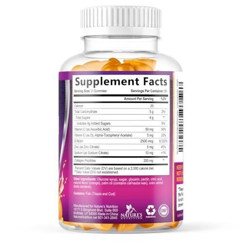 Collagen Gummies - 2500mcg Biotin Per Serving - Complete Collagen Supplement with Hydrolyzed Peptides Type I & III, Biotin, Zinc, & Vitamin C - Hair, Skin, & Nail Support Women & Men - 120 Gummies - görsel 12