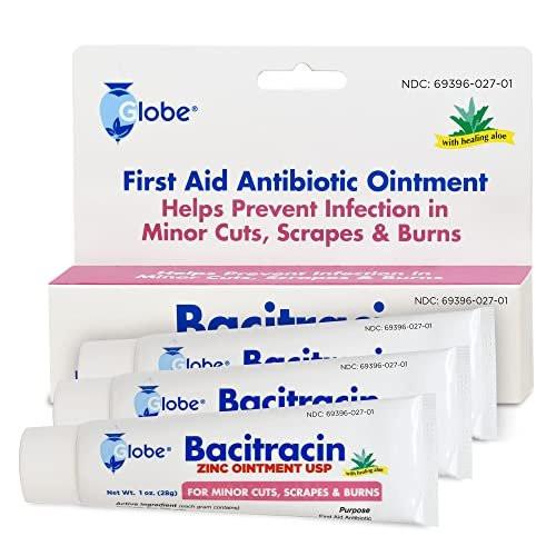 Globe (3 Pack) Bacitracin Zinc Ointment + Aloe 1oz - Maximum Strength Antibiotic for Wound Healing - Topical Medicated Solution for Cuts, Burns, Scrapes - Skin Infection & First Aid Essentials - görsel 16