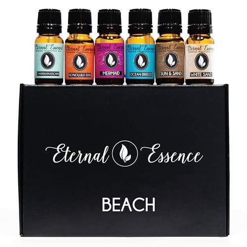 Eternal Essence Oils Beach Set of 6 Premium Fragrance Oils - Includes White Sand, Ocean Breeze, Honolulu Sun, Mermaid, Caribbean Escape, and Sun & Sand Scented Oils - 10ML - görsel 12