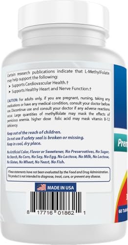 Best Naturals Methyl Folate 15000 mcg (15mg) (Most Bio-Available) 60 Tablets - Supports Cell Formation Growth Function, Brain, Memory, Cardiovascular Health - görsel 11