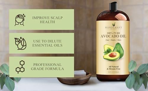 Handcraft Blends Avocado Oil - Cold-Pressed 28 Fl Oz - 100% Pure and Natural - Premium Grade Carrier Oil for Skin and Hair - Hair and Body - Massage - Hexane-Free - görsel 8