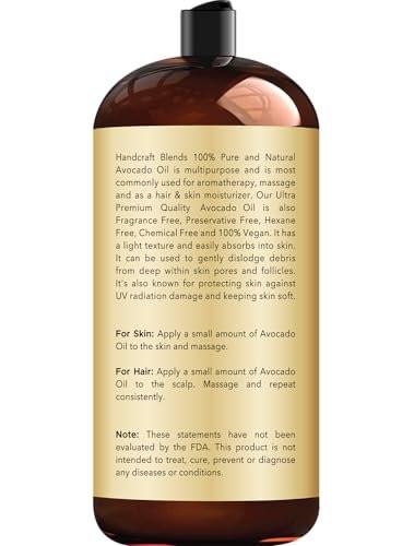 Handcraft Blends Avocado Oil - Cold-Pressed 28 Fl Oz - 100% Pure and Natural - Premium Grade Carrier Oil for Skin and Hair - Hair and Body - Massage - Hexane-Free - görsel 6