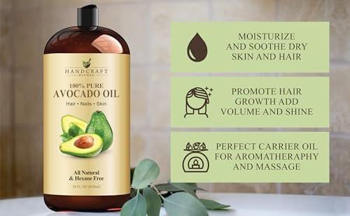 Handcraft Blends Avocado Oil - Cold-Pressed 28 Fl Oz - 100% Pure and Natural - Premium Grade Carrier Oil for Skin and Hair - Hair and Body - Massage - Hexane-Free - görsel 10